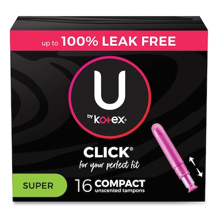 Kotex U by Click Compact Tampons, Super Absorbency, 128PK 51581